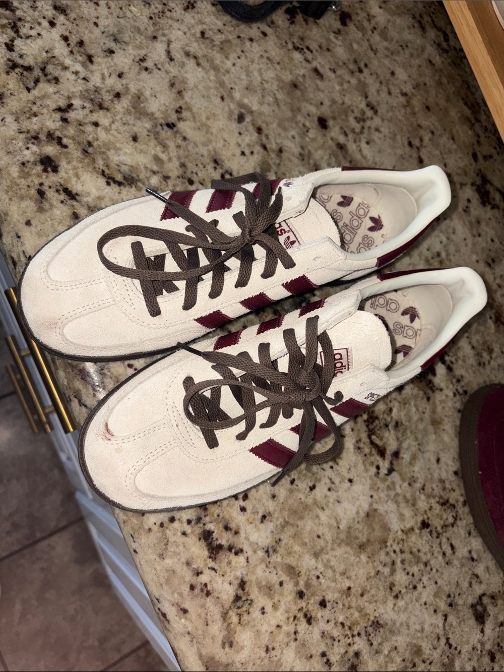 adidas Cream & Burgundy Classic Suede Sneaker